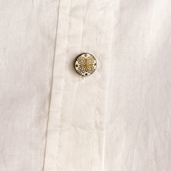 ESPIRIT White Cotton Floral Embroidered  Long Sleeve Shirt M/10 - Picture 7 of 8